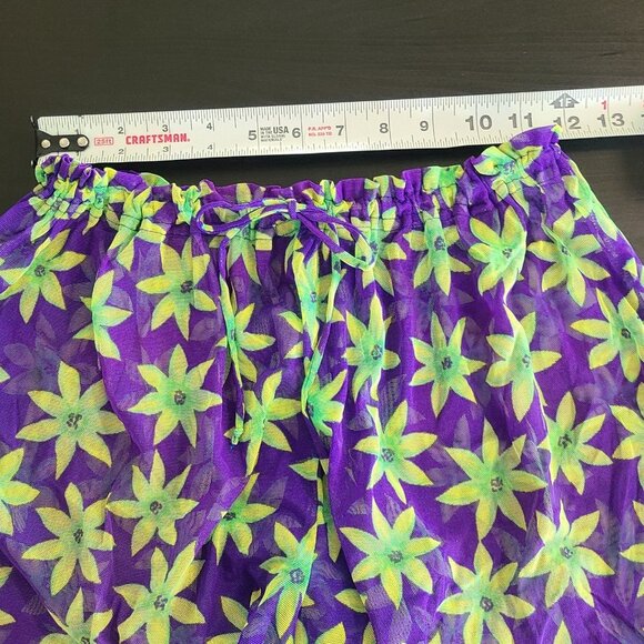 Vintage 90s Y2K Pacific Connections Mesh Shorts Swim Cover Beach Hippie USA M - Picture 7 of 8